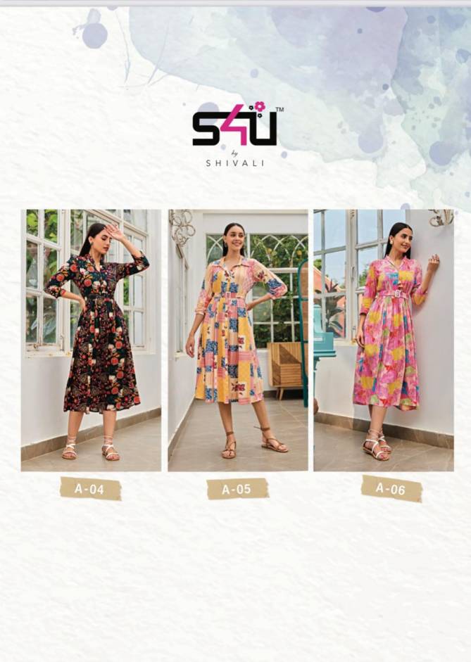 S4u Anokhi Vol 9 Rayon Party Wear kurtis Catalog